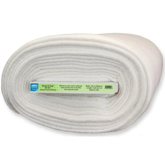 Pellon Wrap-N-Zap Natural Cotton Batting 90" Fabric By the Yard (WZ-909)