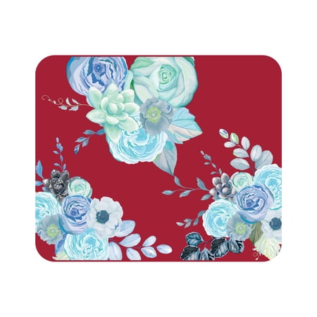 UPC: 0731969930458 | OTM Essentials Red Mouse Pad  Flower Garden Blue
