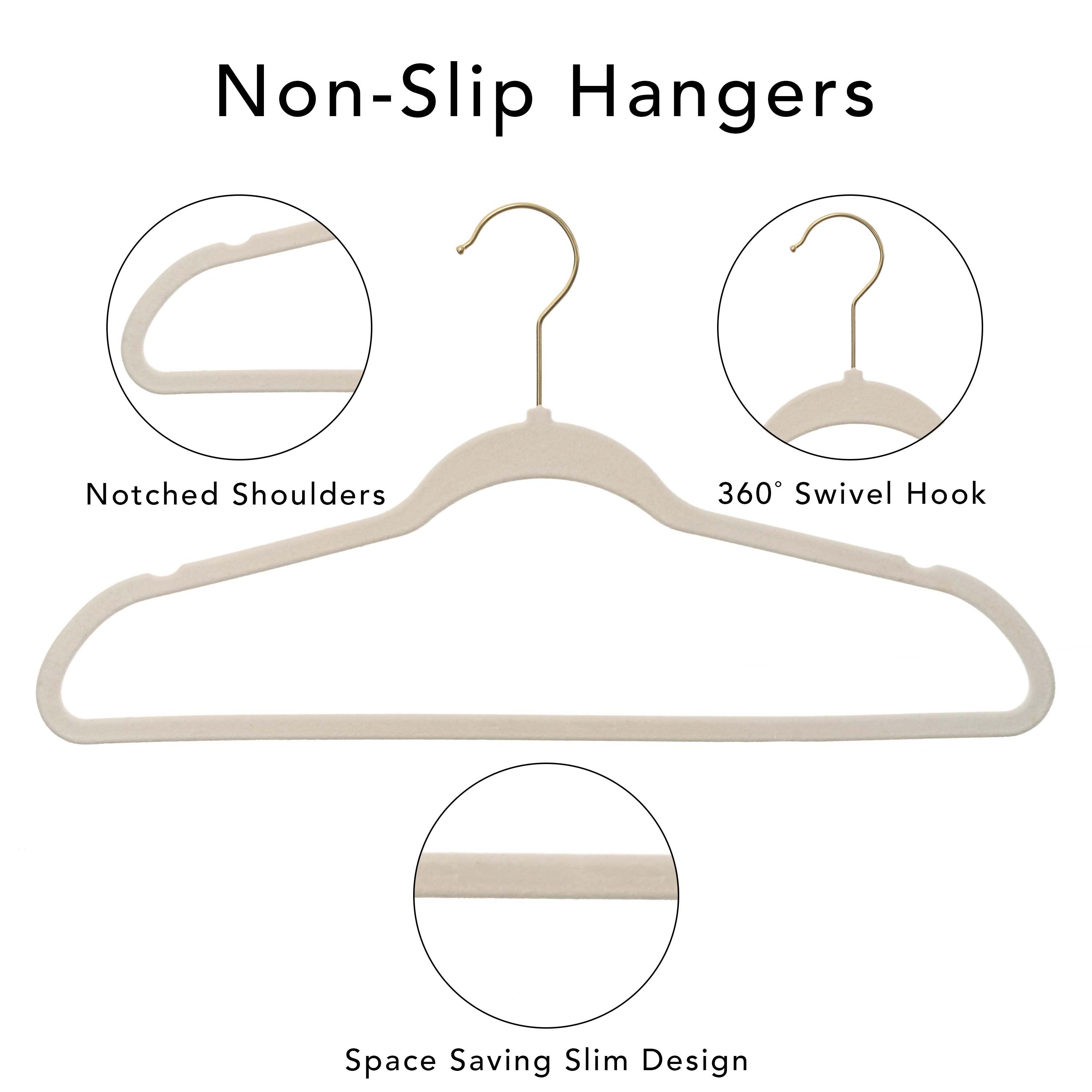 Better Homes & Gardens Non-Slip Velvet Clothing Hangers, 50 Pack, Beige, Space Saving - image 4 of 5