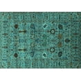 thumbnail image 1 of Ahgly Company Machine Washable Indoor Rectangle Oriental Turquoise Blue Industrial Area Rugs, 7' x 10', 1 of 4