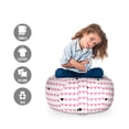 thumbnail image 2 of Vintage Valentine Storage Toy Bag Chair, Horizontal Order Pattern Bicolour Hearts Symmetry, Stuffed Animal Organizer Washable Bag, Large Size, Charcoal Grey Pink, by Ambesonne, 2 of 3