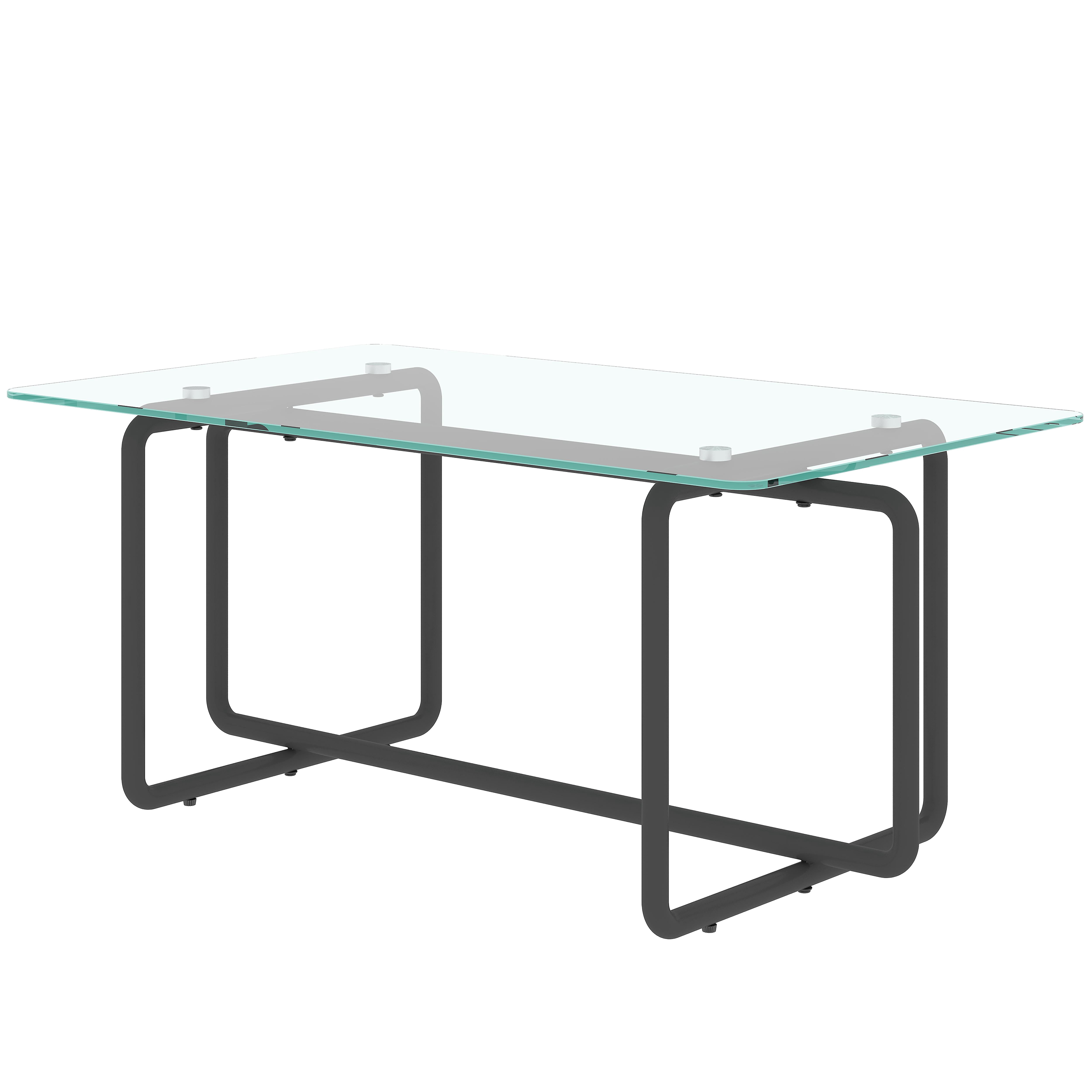 Glass Coffee Table,Clear Rectangle Glass Coffee Table, Modern Coffee Table with Metal Legs,Transparent
