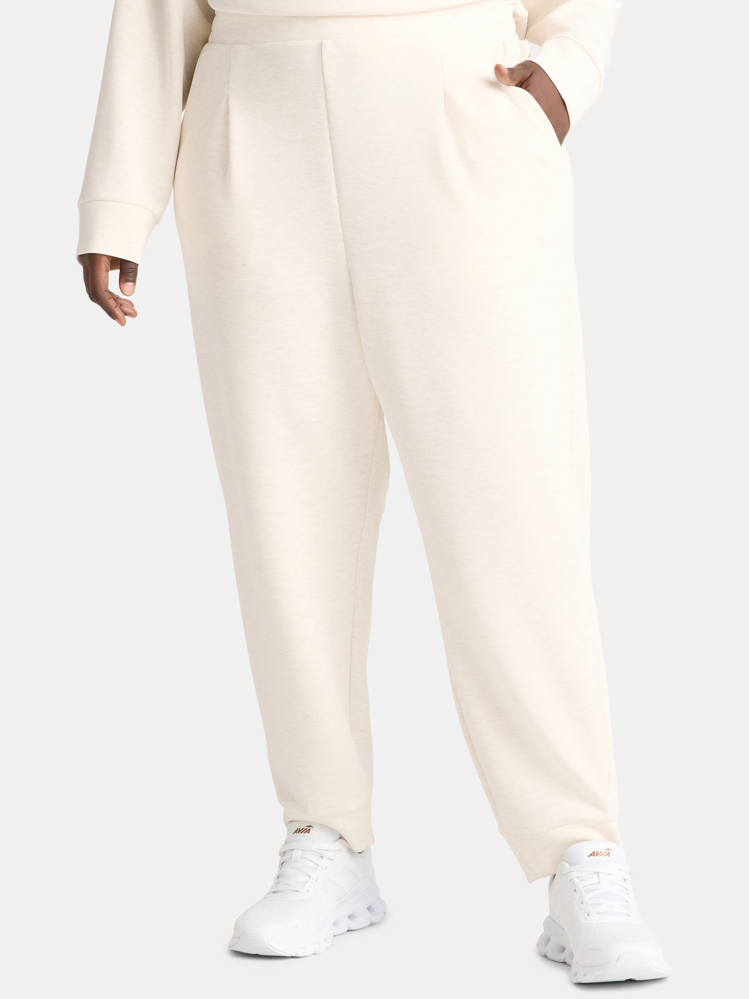 Avia Women's and Women's Plus ScubaKnit Pleat Joggers with Pockets, Size XS-4X