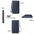 thumbnail image 4 of MINKUROW Womens Wallet RFID Blocking Leather Zip Around Wallet Large Capacity Long Purse Credit Card Clutch Wristlet Navy Blue, 4 of 7