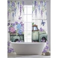 thumbnail image 6 of Purple Flowers Sheer Curtains 96 Inches Long 2 Panels Set, Window Sheer Curtains for Living Room/Bedroom, Weeping Spring Floral Truck Butterfly Wooden Light Filtering Rod Pocket Curtain 52''x96''x2, 6 of 8
