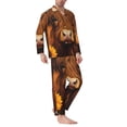 thumbnail image 2 of Salouo Countryside Sunflower Cow Print Button-Front Long Sleeve Pajama Set for Men, Soft 2Pjs Men's Long Sleeve Sleepwear-XX-Large, 2 of 7