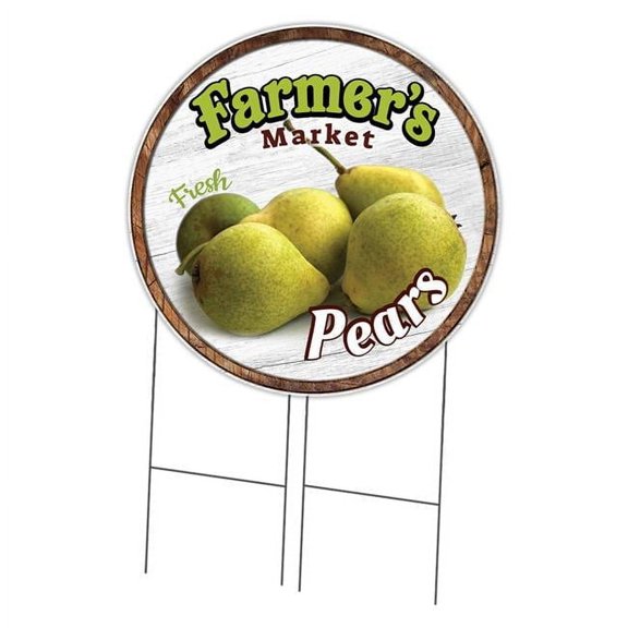 SignMission Corrugated Plastic Sign With Stakes 36" Circular - Farmer's Market Pears | Coroplast Yard Sign With Stake |  Made in the USA
