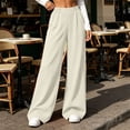 thumbnail image 6 of LEAVINGSUO Wide Leg Pants for Women Solid High Waist Elastic Sweatpants Casual Loose Flowy Workout Pants With Pocket Khaki L, 6 of 8