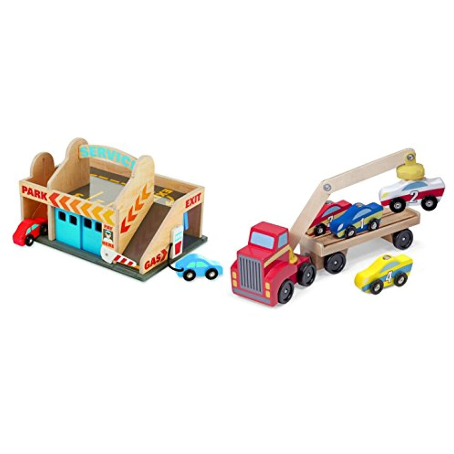Cars Trucks Toddler Toy Melissa Doug Magnetic Car Loader Wooden Toy Set 