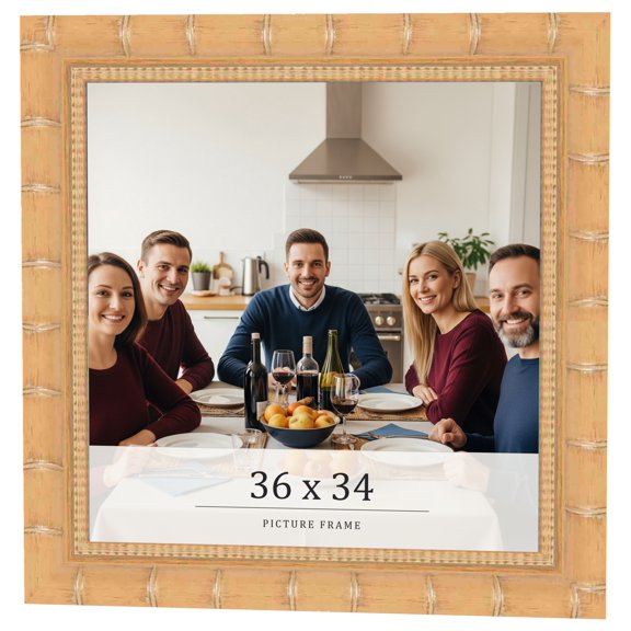 36x34 Light Brown Bamboo Real Wood Picture Frame Width 1.5 inches | Interior Frame Depth 0.5 inches