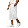 thumbnail image 4 of Domuza Capri Pants For MenElastic Waist Drawstring Baggy Sweat Shorts Below Knee 3/4 Pants with Pockets White 3XL, 4 of 7