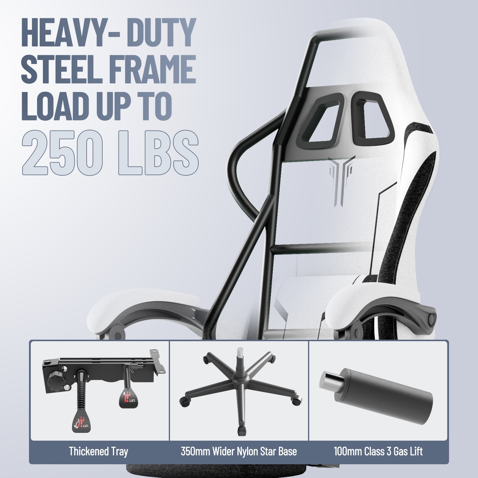 SOONTRANS Gaming Chair for Adults, Leather Office Chair with Footrest & Massage Lumbar Support, High Back Gamer Game Chairs, White/Black