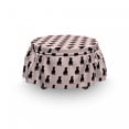 thumbnail image 3 of Cat Ottoman Cover, Black Silhouettes on Pink, 2 Piece Slipcover Set with Ruffle Skirt for Square Round Cube Footstool Decorative Home Accent, Standard Size, Pale Pink and Black, by Ambesonne, 3 of 5