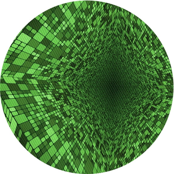 Ahgly Company Indoor Round Patterned Deep Emerald Green Area Rugs, 3' Round