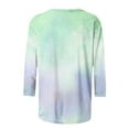 thumbnail image 5 of Charella 3/4 Length Sleeve Womens Tops Trendy Tie Dye Crew Neck T Shirts Loose Fit Dressy Casual Basic Tee (XL, Green 1), 5 of 5