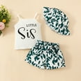 thumbnail image 4 of Winter Saving! Yievot Toddler Baby Girls Summer Shorts Set Letter Camisole Sleeveless Crop Tops + Bowknot Flower Shorts + Hat 3Pcs Girl Outfits 2024 Summer Toddler Outfits on Clearance, 4 of 7
