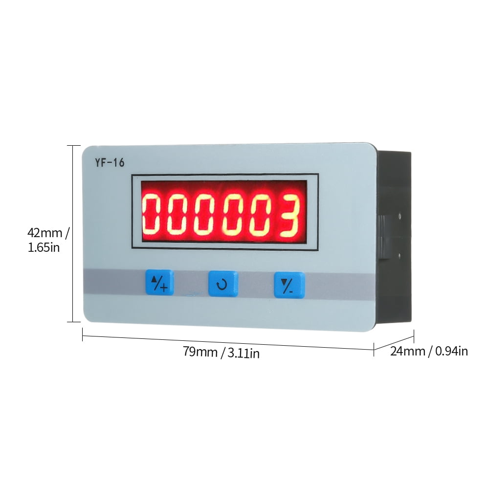Lasamot Mini LED Digital Counter Module DC/AC5V~24V Electronic Totalizer with NPN and PNP Signal Interface 1~999999 Times Counting Range 