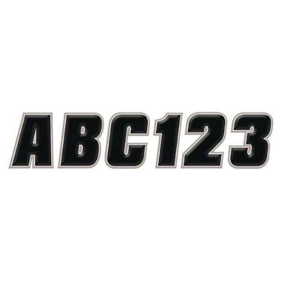 Hardline Products Series 500 Factory Matched 2-Inch Snowmobile Registration Number Kit, Black/Silver
