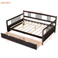 thumbnail image 4 of Full Size Daybed with Storage Drawers, Espresso Wood Sofa Bed for Living Room or Bedroom, 4 of 9