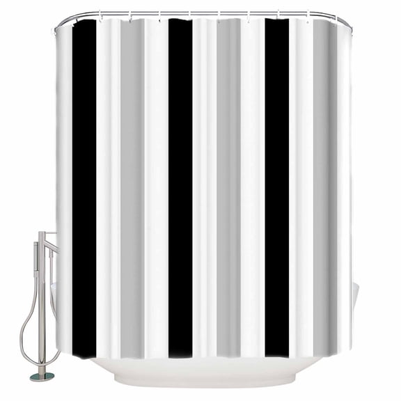 Shower Curtain Bathroom Set Abstract Stripes Geometric Waterproof Fabric Shower Curtains with Grommets&Hooks Gray Black White Lines Privacy Bath Curtain for Bathtub 36x72in