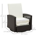 thumbnail image 3 of Outsunny Rattan Recliner Sofa with 360° Swivel Seat, Soft Cushion, 3 of 10