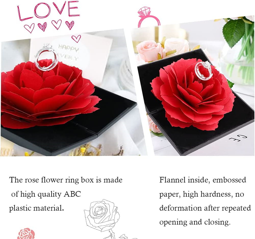 Rose Flower Rotating Ring Box, Proposal Box, Rose Wedding Engagement Ring  Box, Jewelry Storage Box, Valentine's Best Female Gift Box, Box, Home  Decoration Box (Without Ring)