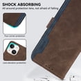 thumbnail image 3 of Ancove for iPhone 13 Wallet Case with Card Holder Kickstand,RFID Blocking PU Leather Shockproof Splicing Color Flip Case Cover for iPhone 13,Brown+Blue, 3 of 7