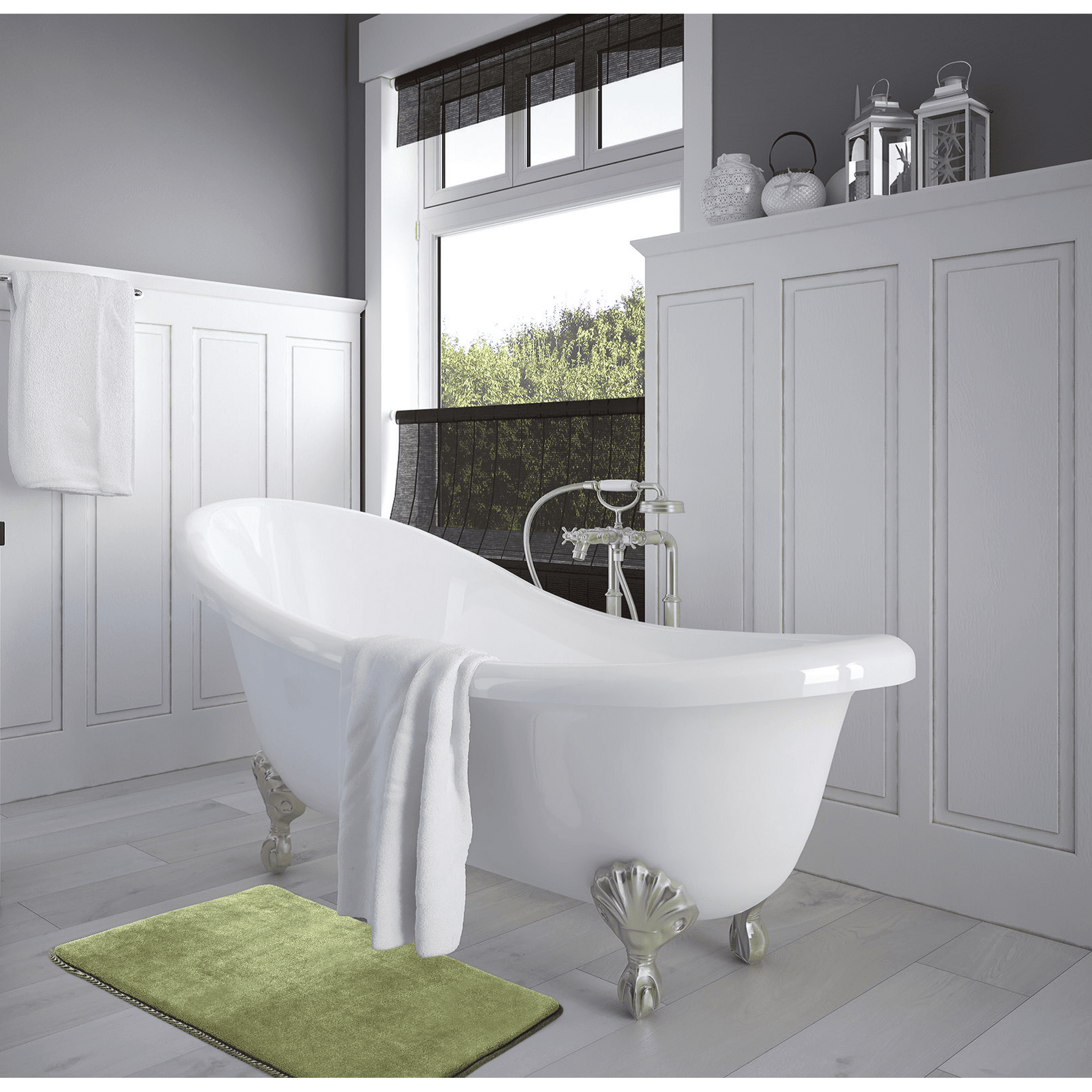 Set Of 2 Large Clara Clark Bath Mat Bathroom Rug Absorbent Memory Foam Bath Rugs Non