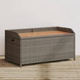 thumbnail image 1 of vidaXL Storage Bench Grey 100x50x52 cm Poly Rattan and Acacia Wood, 1 of 5