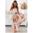 thumbnail image 3 of Women's Orange Multi Printed Maxi Dress with Ricrac Trim and Spaghetti Straps - [ZhiHiMeRi] | (US 12-14)L, 3 of 12