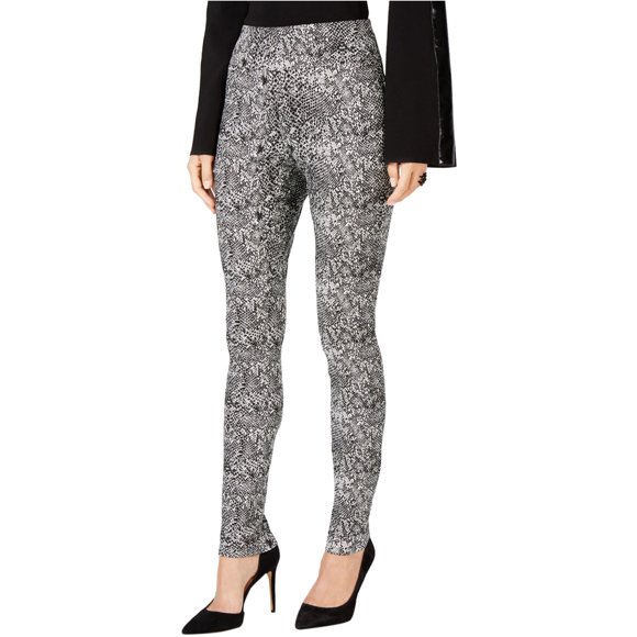 INC Leggings casuales con relieve de serpiente para mujer, negro, 8
