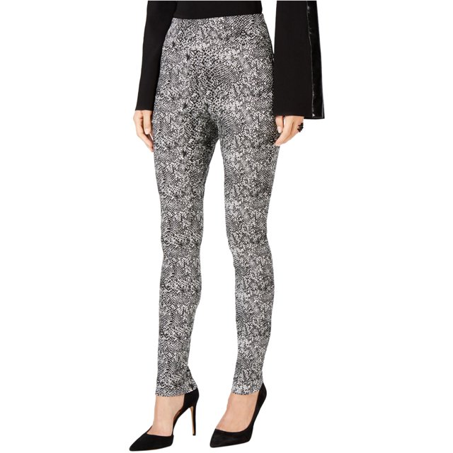 INC Leggings casuales con relieve de serpiente para mujer, negro, 8