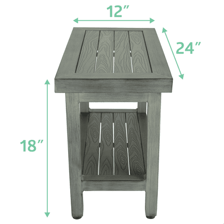 Medline Faux Teak Bathroom Bench, Aluminum Bath Bench, Supports up to 200 lbs.