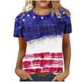 thumbnail image 2 of Débardeurs d'Été Grande Taille pour Femmes, T-Shirts d'Été Décontractés à Col Rond à Manches Courtes, Imprimé Drapeau, Coupe Ajustée, Hauts Basiques, Tees, Blouses, T-Shirt à Col en V pour Femmes en Liquidation, 2 of 6