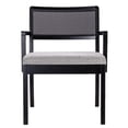 thumbnail image 3 of Creative Co-Op Crawford Mid Century Modern Solid Wood Black Arm Chair with Woven Black Cane Back and Cotton Blend Upholstered Seat, Heathered Grey, 3 of 8