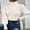 White, variant on Dolkfu Dressy Womens Fall Sweater White Turtleneck Sweater Blouse Ribbed Puff Sleeve Knit Shirt Winter Tops Women L
