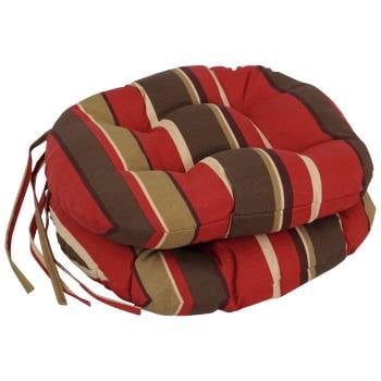 Blazing Needles 16 x 16 in. Round Outdoor Cushions with Ties - Set of 2