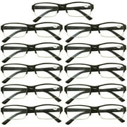 11 Packs Mens Womens Rectangle Half Frame Blue Light Blocking Reading Glasses Spring Hinge Readers +1.75