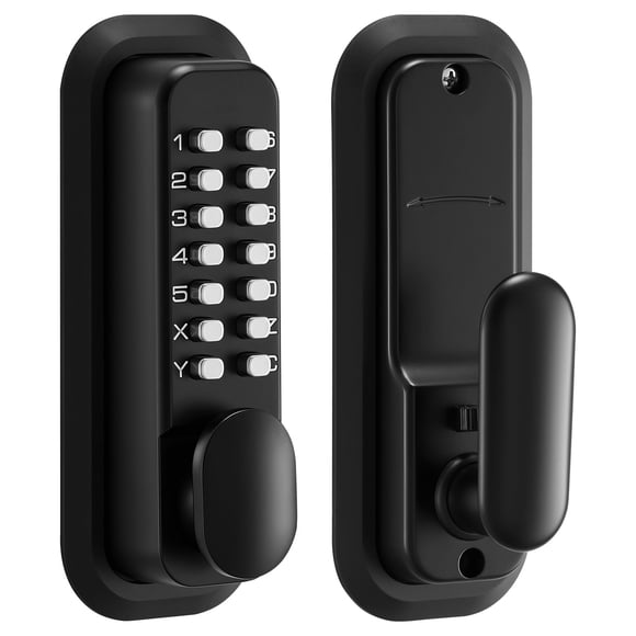 KFFKFF Mechanical Keyless Entry Door Lock, 2.0 Code Upgrade, 4-7 Digits Code, Single-Sided Push Button Combination Mechanical Keypad Door Knob