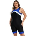 thumbnail image 1 of Miaeowve Womens One Piece Rash Guard Sleeveless Plus Size Zipper Swimsuit Athletic Boyleg Bathing Suit for Surfing Royal Blue 4XL, 1 of 7