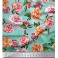 thumbnail image 1 of Soimoi Green Viscose Chiffon Fabric Leaves & Rose Flower Print Fabric by The Yard 42 Inch Wide, 1 of 1