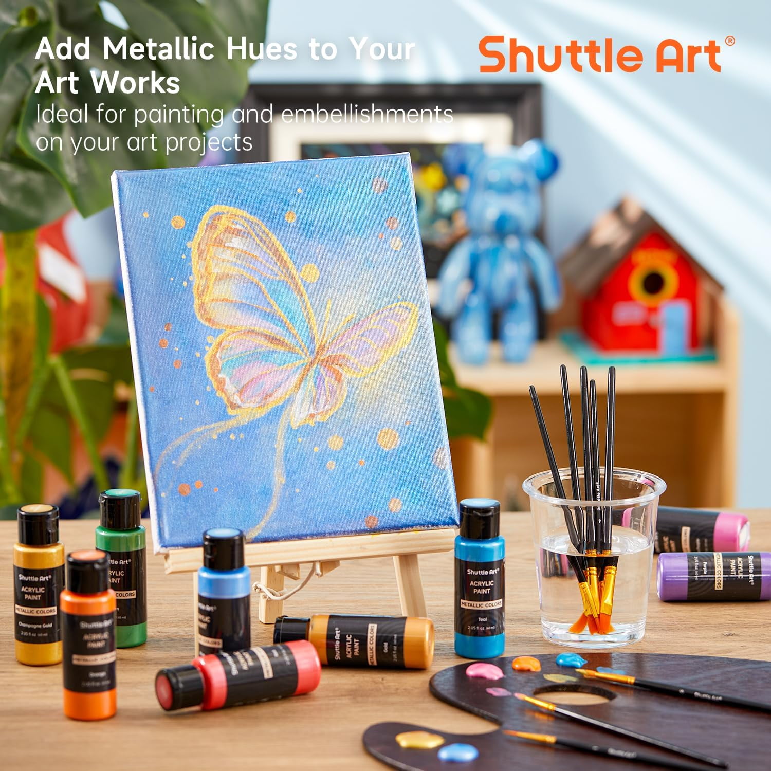 Shuttle Art 2 oz Multi-color Metallic Acrylic Craft Paint (24 Pieces)