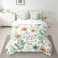 thumbnail image 2 of Manfei Orange Groovy Daisy Bedding Comforter Set 7 Pieces for Teens, Rustic Farmhouse Plant Full Bedding Set, Fashion Leaf Flower Reversible Fitted Sheet Flat Sheet, Lightweight Room Decor, 2 of 7