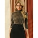 thumbnail image 2 of Blusa Top Metálico de Rayas Brillantes Allegra K Fiesta para Mujer Negro Dorado XS, 2 of 6