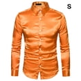 thumbnail image 2 of Qarigey Camisa transpirable para hombre Satén con mangas largas - Trabajo Boda o hogar Lavable a máquina en agua fría Secado rápido naranja Type3 NO3, 2 of 6