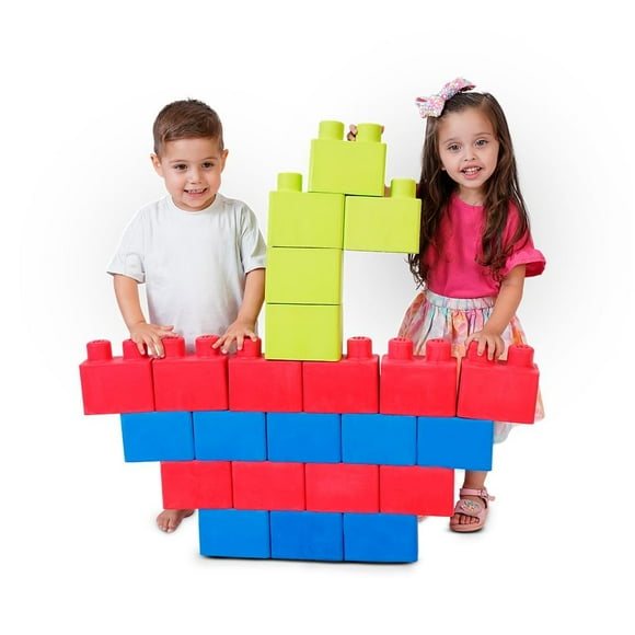 IBRICK Large Foam Rubber Building Blocks MAX 24 Piece Creative, Educational, Safe and Fun Toy for Children.