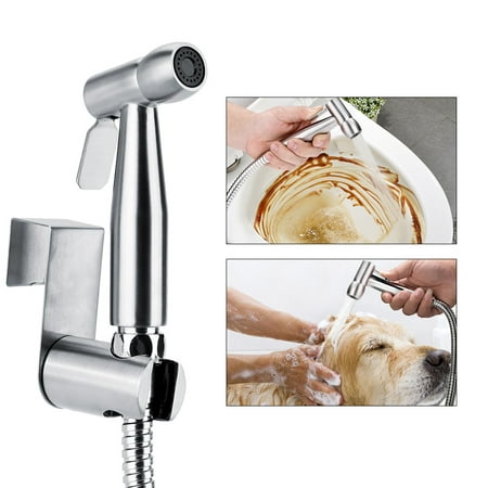 Tbest Stainless Steel Hand Held Toilet Bidet Sprayer Bathroom Shower Water Spray Head Cleaning UNS7/8, Bathroom Shower Sprayer, Spray