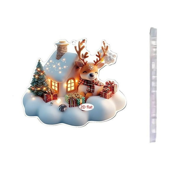 YOHAVEN Christmas Santa Claus Snowman Acrylic Keychain Car Rearview Mirror Pendant Home Office Holiday Decoration Stocking Stuffer Gift Idea