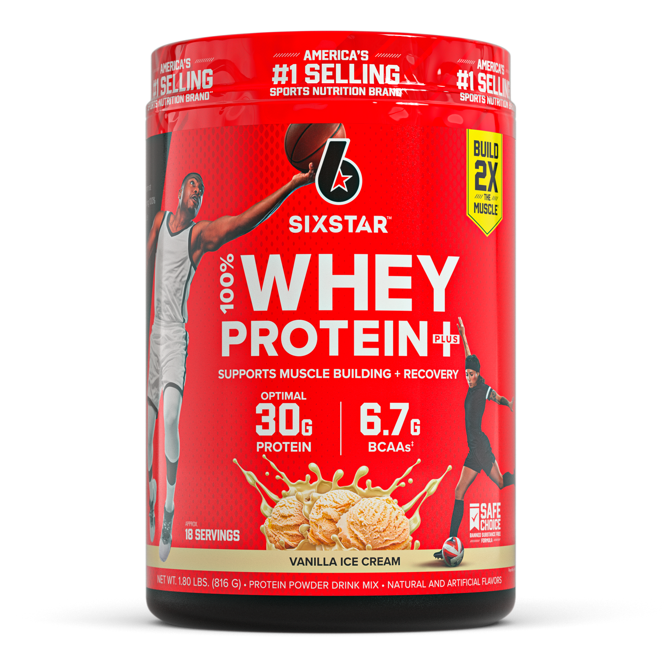Six Star Pro Nutrition 100% Whey Protein Powder Plus, 30g Protein, Vanilla Cream, 1.81 lbs