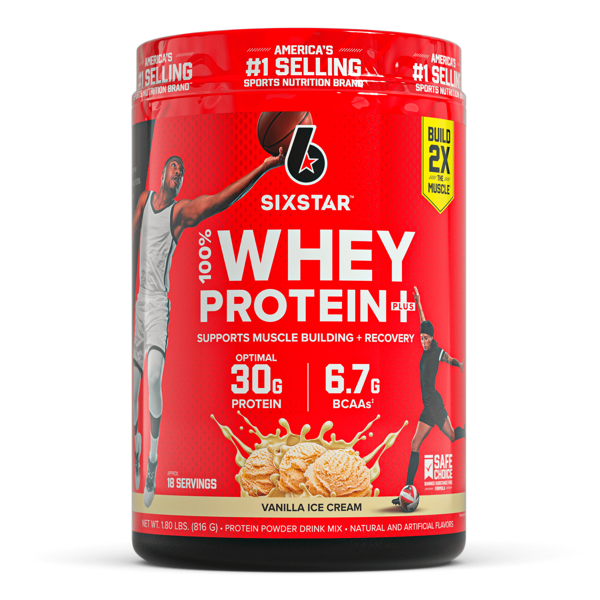 Six Star Pro Nutrition 100% Whey Protein Powder Plus, 30g Protein, Vanilla Cream, 1.81 lbs